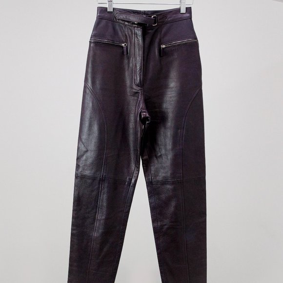 Gucci 90s Tom Ford Era Aubergine Leather Pants